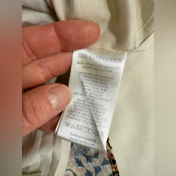 THE EAST ORDER Rust and black paisley deep V ruffle hem mini dress size L - Picture 13 of 16